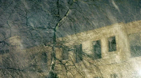 Old Building Under Night Snow Stock Footage 24821074