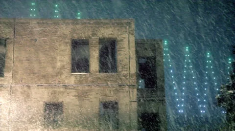 Old Building Under Night Snow 스톡 동영상 24821273