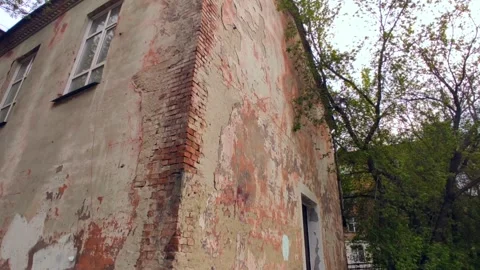 Old building wall, red clay bricks Stock Footage 242478017