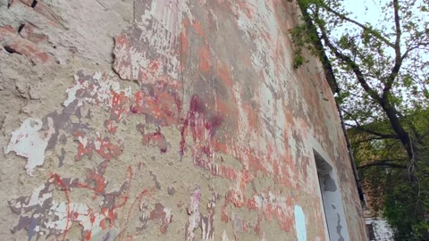 Old building wall, red clay bricks Stock Footage 242478120