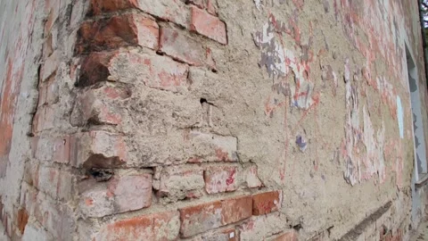Old building wall, red clay bricks Stock Footage 242478235