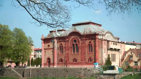Old building on the waterfront. Clear spring day. In the background there are Stock Footage 106869520