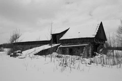 Old Building In Winter Stock Photos