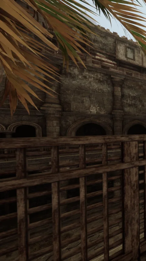 Old building with wooden structure and stone walls in a historical location Stock Footage 342126700