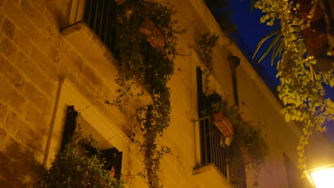 Old buildings in the evening light in Bari in Italy Stock Footage 150495671