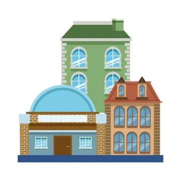 Old buildings icon, flat design Ilustração Stock