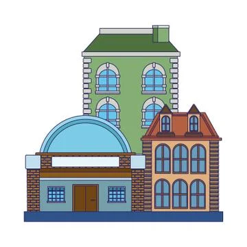 Old buildings icon, flat design Ilustração Stock
