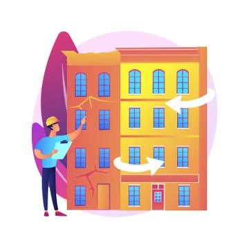 Old buildings modernization abstract concept vector illustration. Ilustración de archivo