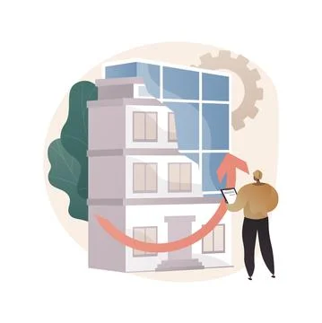 Old buildings modernization abstract concept vector illustration. Ilustración de archivo