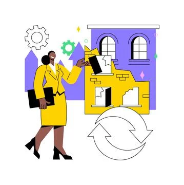 Old buildings modernization abstract concept vector illustration. Stock Illustration
