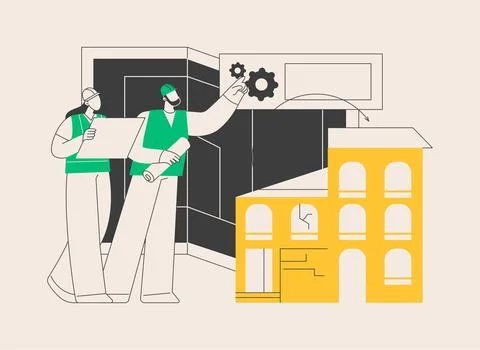 Old buildings modernization abstract concept vector illustration. Stock Illustration