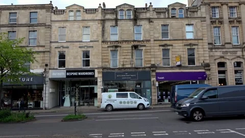 Old buildings on west side of Whiteladies Road Stock Footage 274092375