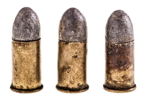 Old bullets on white Stock Photos