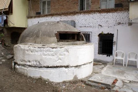 Old bunker in the inner yard Stock Photos
