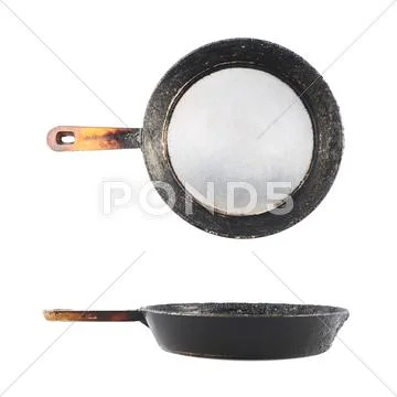Old burnt pan isolated Stock Photos