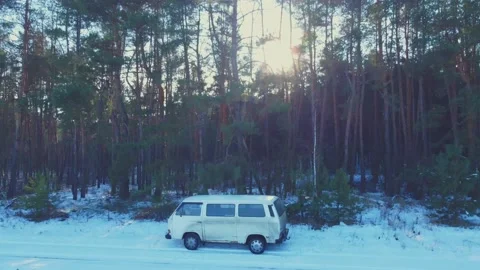 Old Bus And Winter Stock Footage 147140963