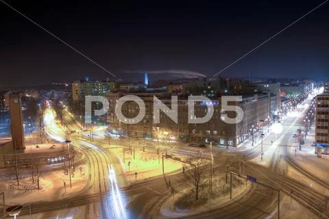 Old bus station and roundabout Stock Photos
