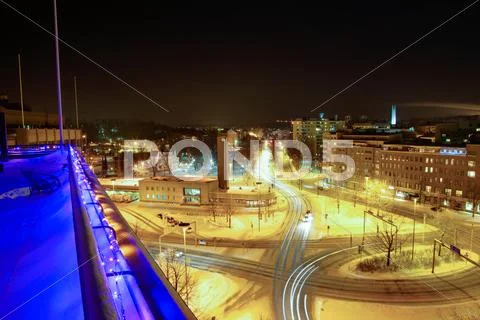 Old bus station and roundabout Stock Photos