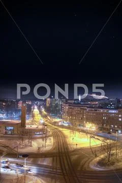 Old bus station and roundabout Stock Photos