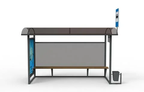 Old bus stop render on a white background. 3D rendering Stock Illustration