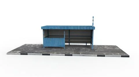 Old bus stop render on a white background. 3D rendering Stock Illustration