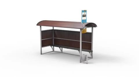 Old bus stop render on a white background. 3D rendering Stock Illustration