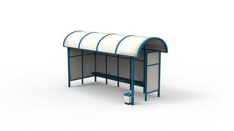 Old bus stop render on a white background. 3D rendering Stock Illustration