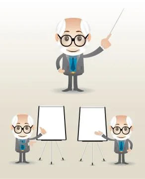 Old  businessman presentation Stock Illustration