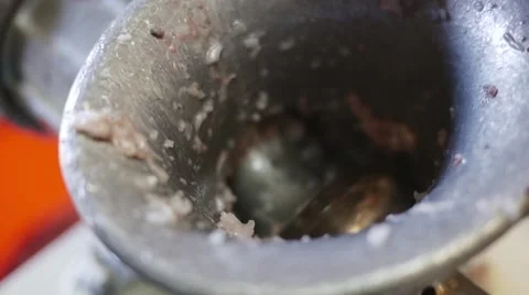 Old butcher preparing meat in slow motion Stock Footage 44324803