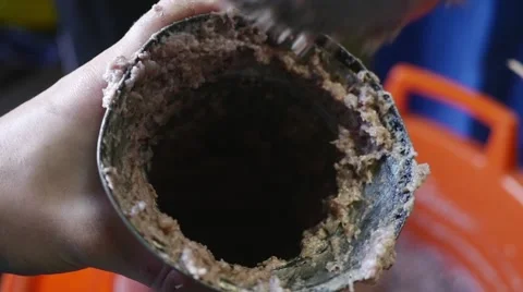 Old butcher preparing meat in slow motion Stock Footage 44324923