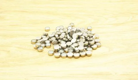 Old button batteries Stock Photos