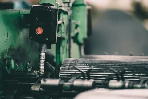 Old button for turning on the machine Stock Photos