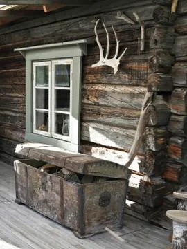 Old cabin window Stock Photos