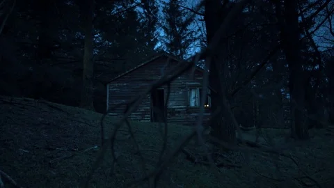 Old cabin in the woods Stock Footage