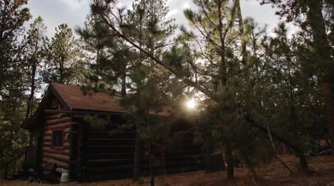 Old Cabin In Woods Sunset Timelapse Stock Footage 50145204