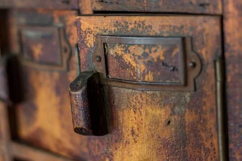 Old cabinet with several compartments Stock Photos