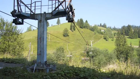 Old cable car in the mountains Video stock 79693581