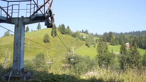 Old cable car in the mountains Video stock 79693853