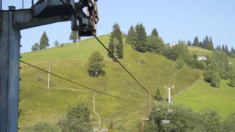Old cable car in the mountains Stock Footage 79694633