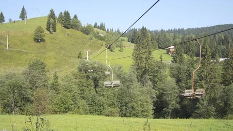 Old cable car in the mountains Stock Footage 79694915