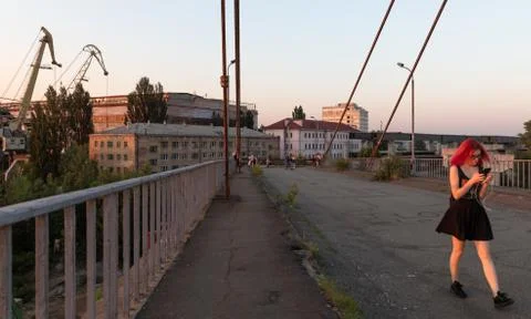 Old cable-stayed bridge Stock Photos