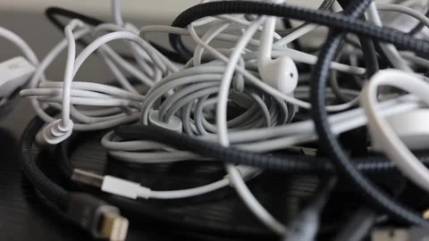 Old Cables Tangled Up Together Stock Footage 332883249