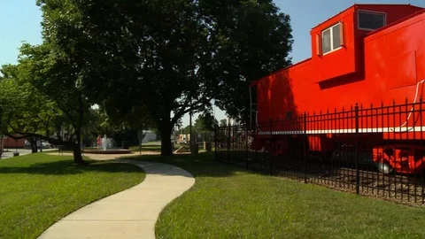 Old Caboose in park Stock Footage 92226814