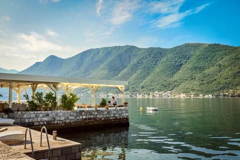 The old cafe on the water Stock Photos