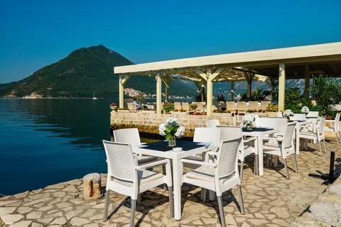 The old cafe on the water Stock Photos