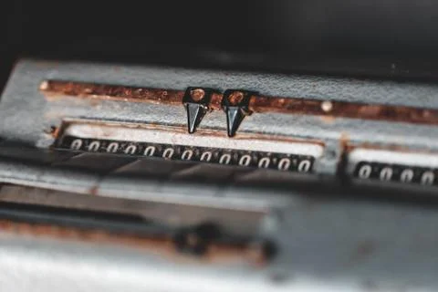 Old calculator macro Stock Photos