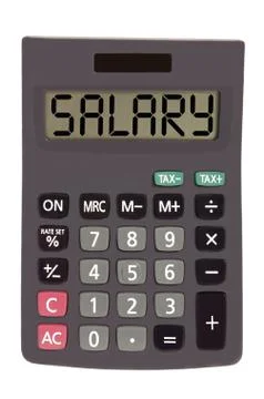 Old calculator on white background showing text "salary" イラスト素材