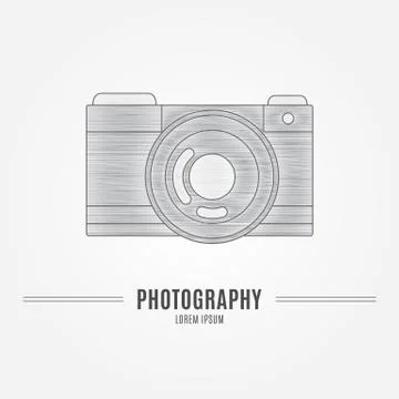 Old camera - branding identity element, isolated on white backgr Stock Illustration