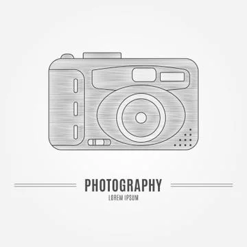 Old camera - branding identity element, isolated on white backgr Stock Illustration