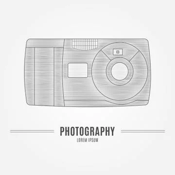 Old camera - branding identity element, isolated on white backgr Stock Illustration